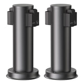 ledscom.de Garden Power Socket Column PORU for Outdoor, Double, Stainless Steel, Black, Round, 27cm, 2 Pcs